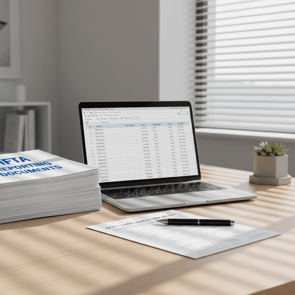 A pen resting on a DOT compliance form on a desk with natural light